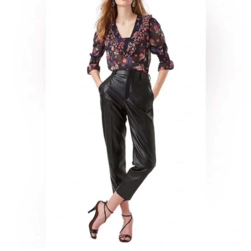 French Connection Crolenda Pants Womens Black Faux Leather - sz 2